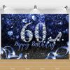 60th Birthday Backdrop Woman Man 60 Years Old Birthday Decorations Party Supplies Glitter Balloons Sixty Banner Photo Shoot Prop