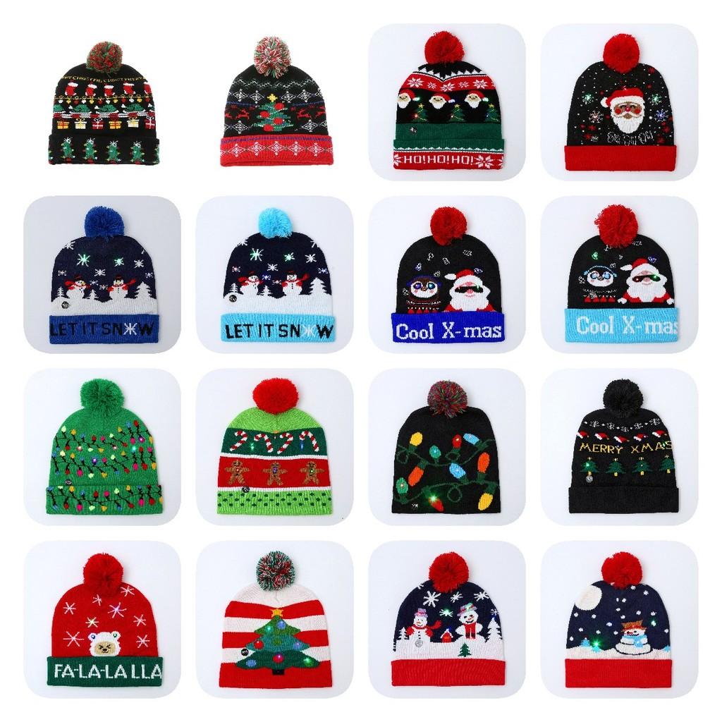 Unique Patterned Christmas Beanie Hat With Bright Led Lights For Winter Cheer