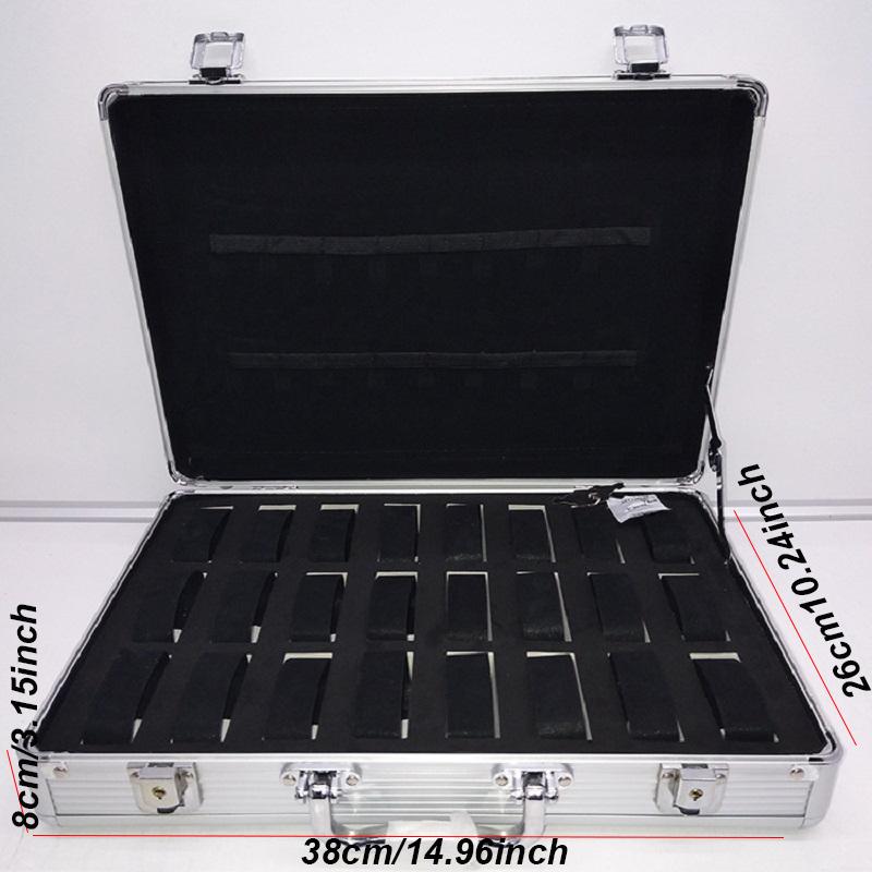 Delesys 6/12/24 Slots Large Capacity Silver Color Aluminum Alloy Watch Storage Box Multi-Purpose Metal Storage Box With Lock