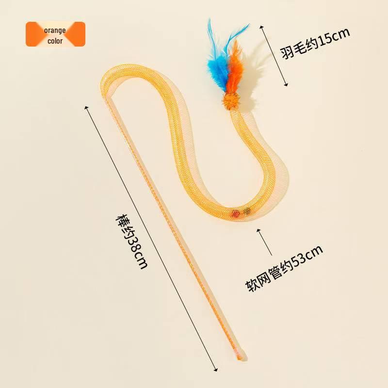 Plush Feather Cat Teaser Stick with Bell - Stress Relief and Fun Self-Entertainment Toy