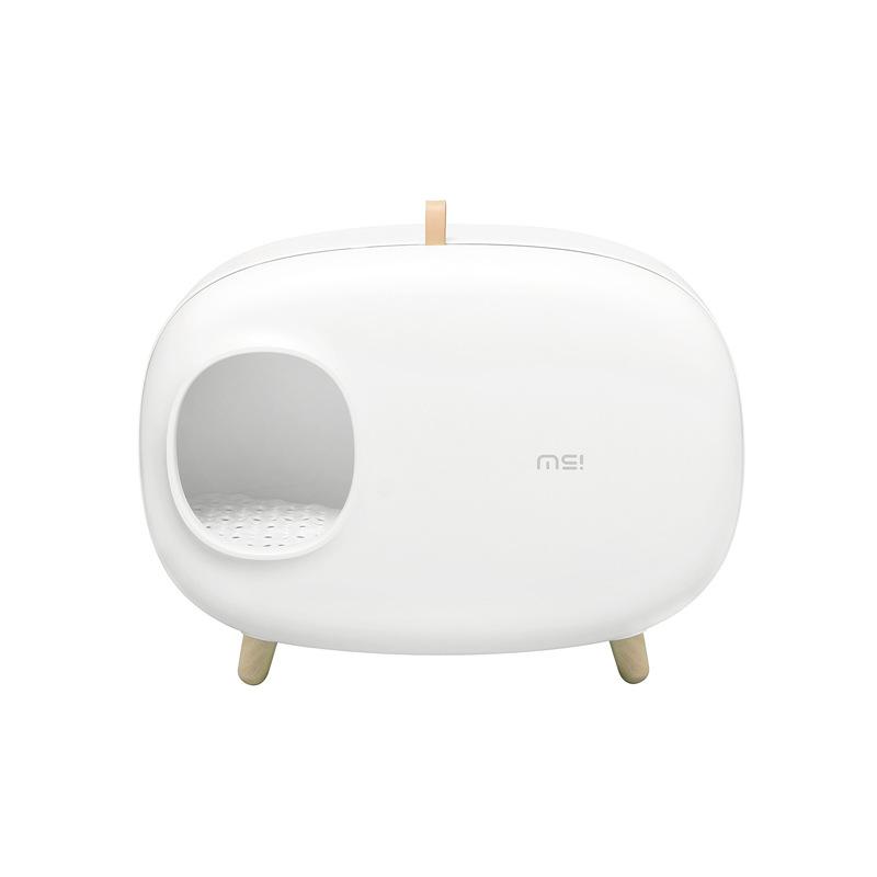 

Mochi Shaped Pet Cat Litter Box Fully Enclosed Cat Litter Box Cat Toilet Pet Supplies Solid Color Style Pet Furniture белый