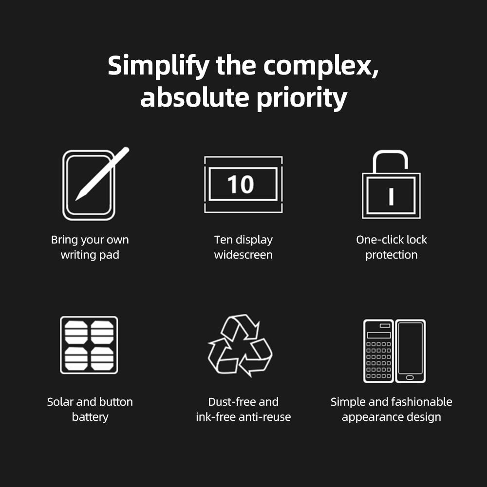 Scientific Calculator with 6 Inch Writing Board and Pen Dual Power Solar and Battery Operated Foldable Functions