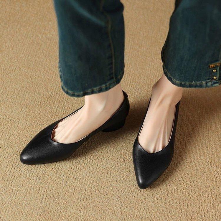 Weiches weiches Leder flacher Mund einzelne Schuhe Damen 2025 Herbst neu weiches Leder Oma Schuhe weiche Sohle Pendler Arbeitsschuhe niedriger Absatz