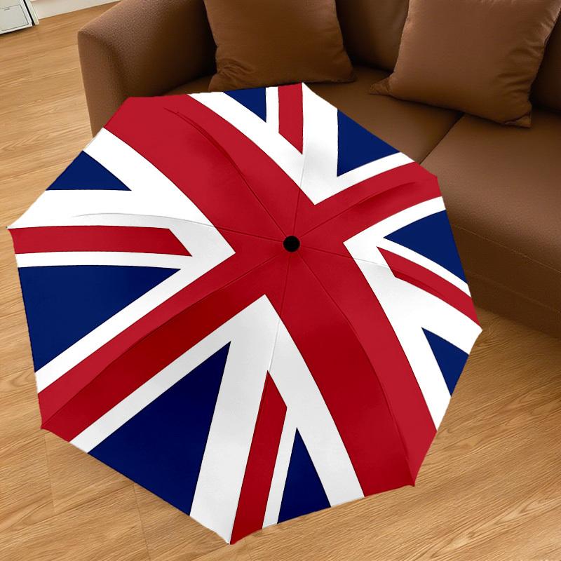 1pz Ombrello Automatico Apri/Chiudi Union Jack con Protezione Antivento, Telo Robusto a 8 Stecche, Stecche Resistenti, Design alla Moda1191A