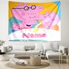 Custom Name Peppa Pig Print Tapestry, Backdrop, Easy Setup, Ideal for Bedroom, Office & Living Room, with Aesthetic Wall Hanging Decor.