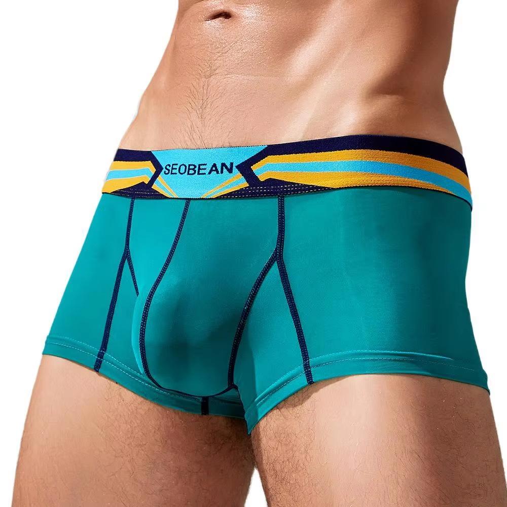 Men's Low Rise Ice Silk Boxer Briefs Quick Dry Athletic Underwear Breathable Sport Trunks for Men