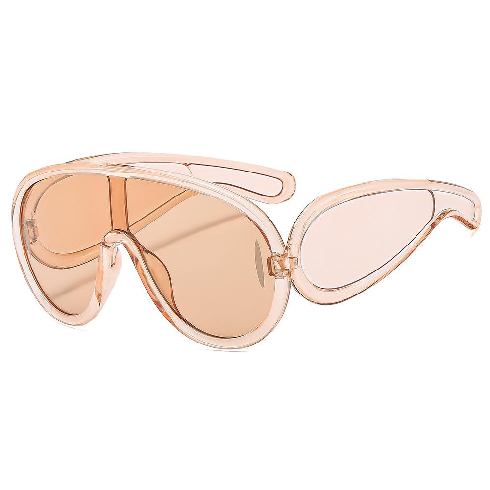 Vintage Y2K Brand Designer Oversized Pilot Sunglasses Women For Men Fashion Mirror Shades Trendy Punk One Piece ins Sun Glasses