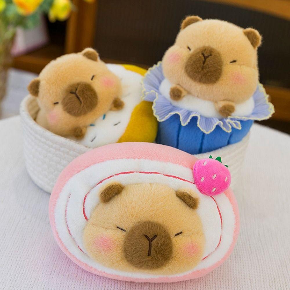 Mini Plush Capybara Plush Toy Fluffy Dessert Capybara Doll Dessert Capybara Plush Toy  Room Decor