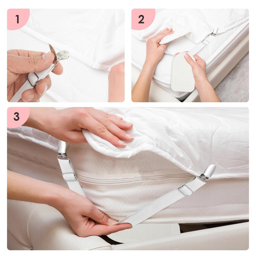 4Pcs Bed Sheet Straps Adjustable Elastic Length Bed Sheet Holders Mattress Clip Fasteners Cover Blankets Grippers Fixing Bedding