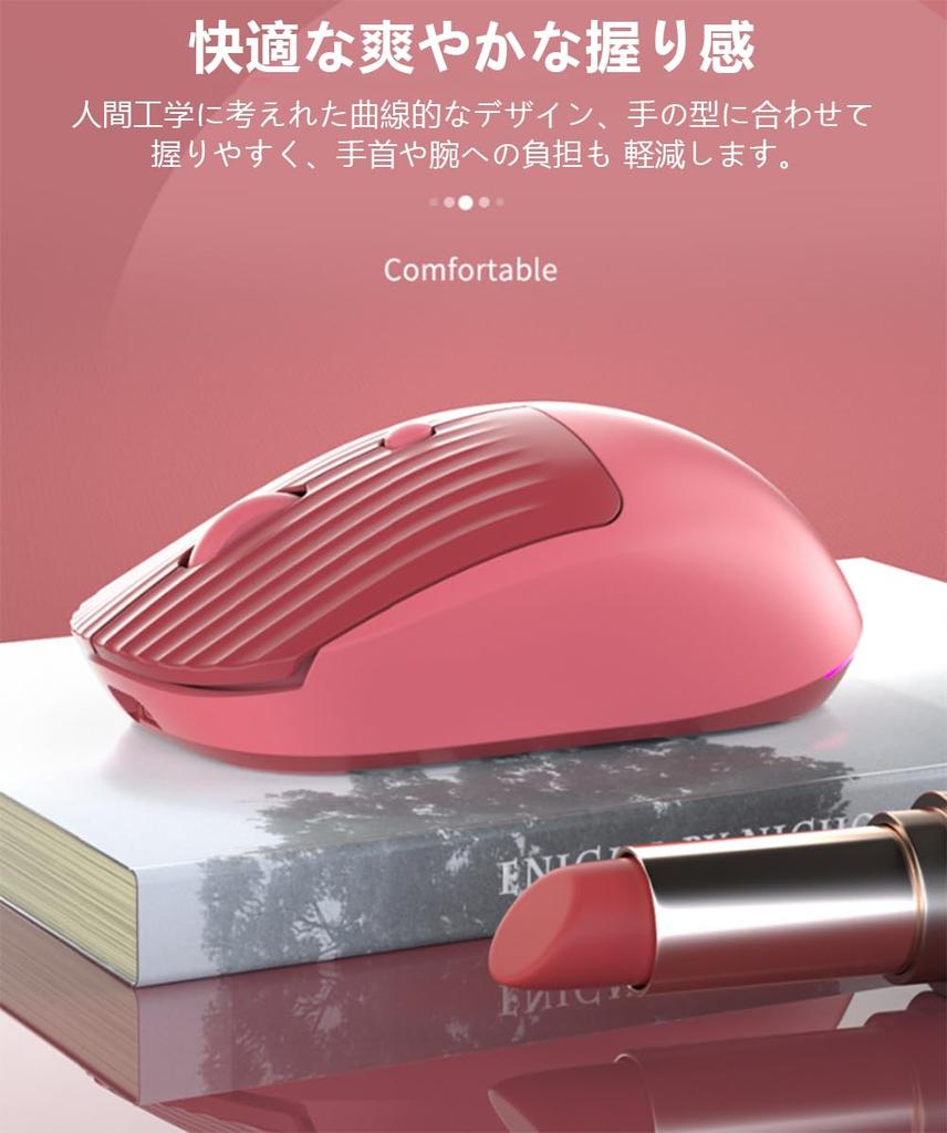 Wireless Mouse, 2.4GHz USB Connection, Quiet, Type-C Rechargeable, 60-Day Use, Cute, Compact, Lightweight, Portable, for PCs, Computers, Compatible