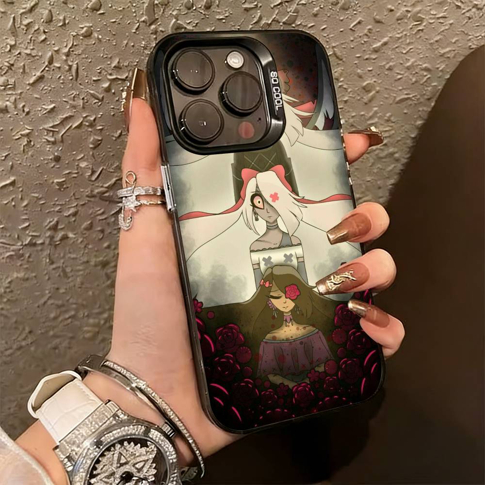 H-hazbin hotel V-veggie Phone Case For iPhone 17,16,15,14,13,12,11 Plus,Pro Max,XS,Colorful Silver Black Cover