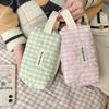 Pink And Green Plaid Makeup Bag With Breathable Polyester For Travel And Daily Use