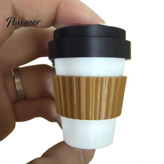 Students Clicker Toy 3D Printed Coffee Cup Clicker, Press Fidget for Finger Stress Relief, Backpack Hanging with Ball Chain Mini