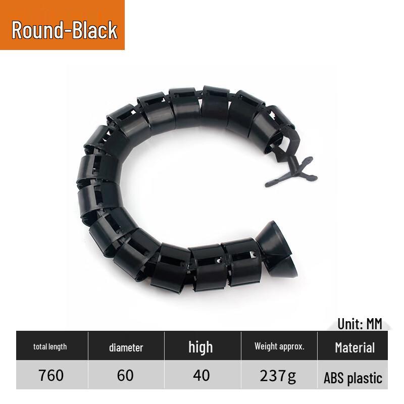 Black ABS Flexible Desk Cable Organizer Grommet