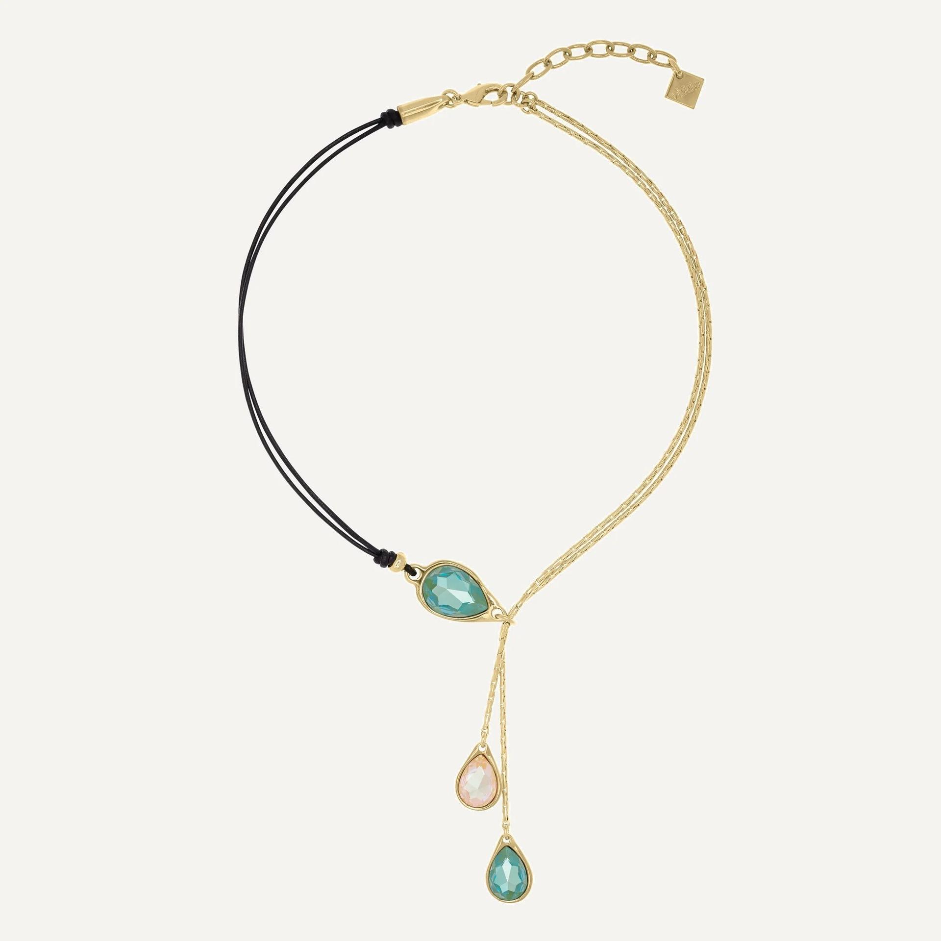 Water Drop Stainless Steel Pendant Necklace Women S Versatile Light Luxury Diamond-Encrusted Blue And White Necklace