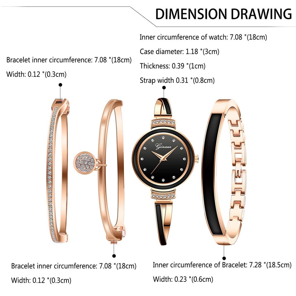 Klokke Armbånd Armring 4 Deler Sett Analog Visning Vanntett Populær Søt Stilig Legering Klokke Rosegull Bursdag Jubileum Juledag Gave