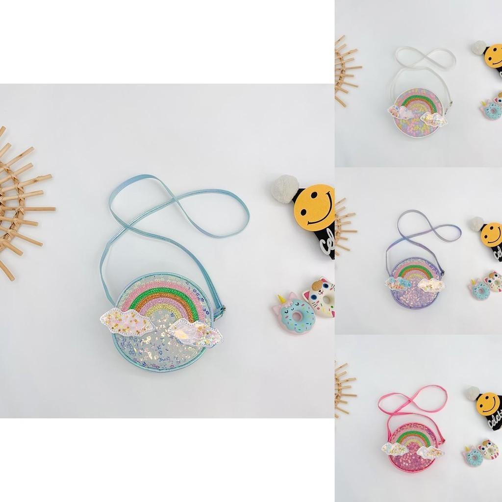 Adorable Rainbow Crossbody Bag For Girls Fashionable Princess Style With Zipper Closure