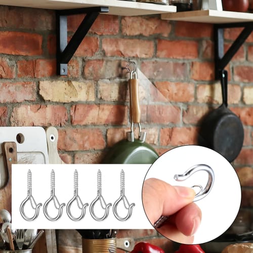 Set of 20 Screw Hooks, Screw-in Screw Hooks with Safety Buckle Design, for Hanging Plant Baskets, Kitchen Utensils, Decorative Items, Wind Chimes, and
