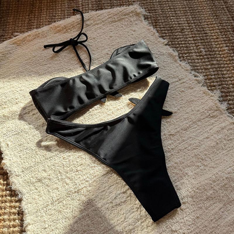 2 st/set 2025 Mode Sexig Baddräkt Dam Bikiniset Triangel Badkläder Snörning Strandkläder Trosa Monokini