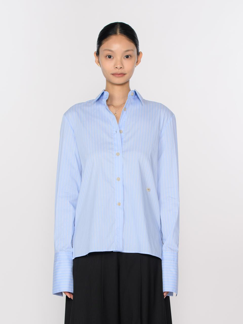 Tosae Striped Cuff Point Shirt Blue Blue/Free