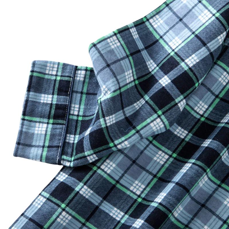 Kadın Gecelik Klasik Ekose Düğme Aşağı Sleepshirt pamuklu uzun kollu tişört Gecelik Pijama Üst Erkek Arkadaşı Çentik Yaka Pijama