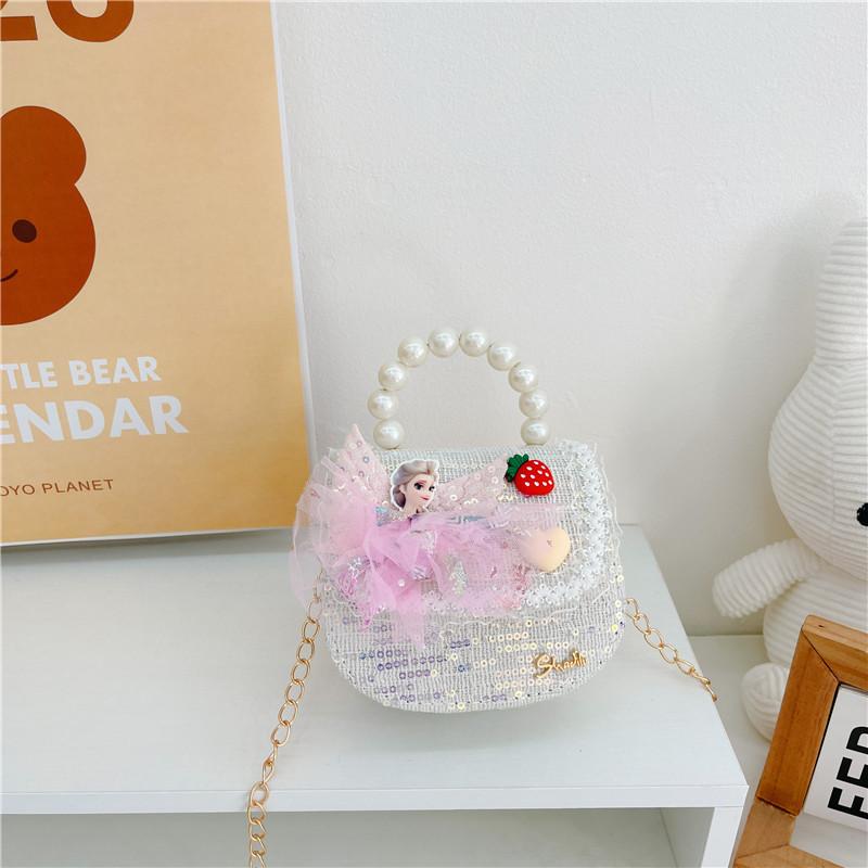 Entzückende Prinzessin Perlen Handtasche Für Mädchen Mini Pu Leder Umhängetasche