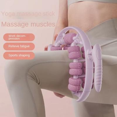 360-degree Rotation Annular Leg Clamp Massager 26 Wheel Manual Muscle Massager Roller  Yoga Fitness