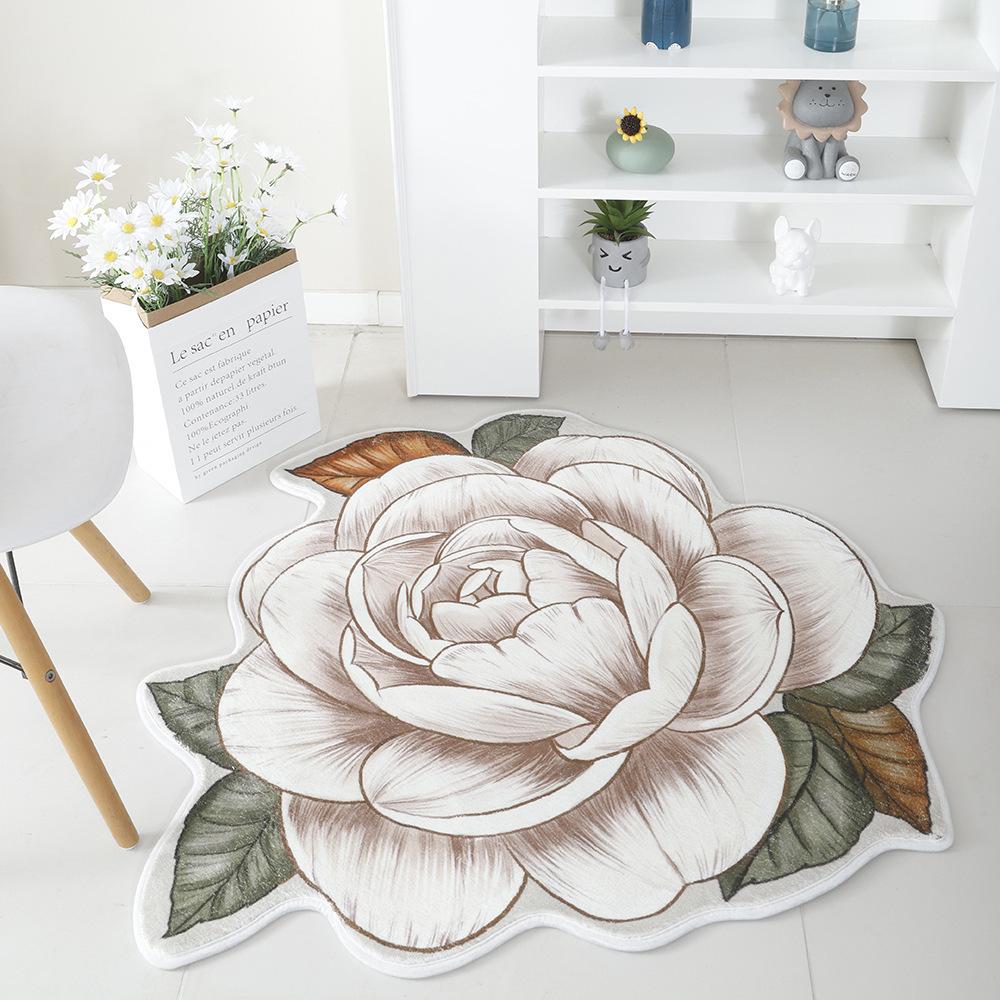 Household Special-shaped Flower Imitation Cashmere Carpet Living Room Floor Mat Bedroom Bedside Blanket