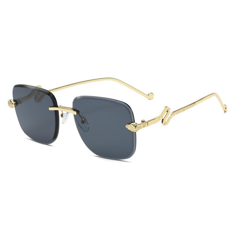 New designer snake glasses legs personalized retro frameless sunglasses women's gradual change of color fashion trend sunglasses