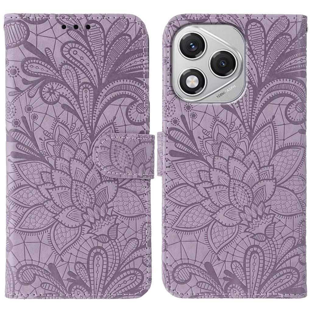 For Honor 400 Lite Case Lace Flowers PU Leather Flip Wallet Phone Cover