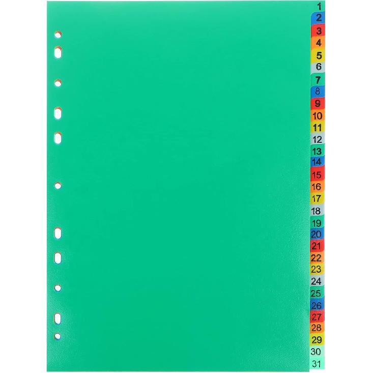 Extra Wide Index Dividers Extended ert Indexes Binder Tab ertable Dividers Plastic Document Organisers - Assorted Color 6-Tab, Number, 31 Pieces