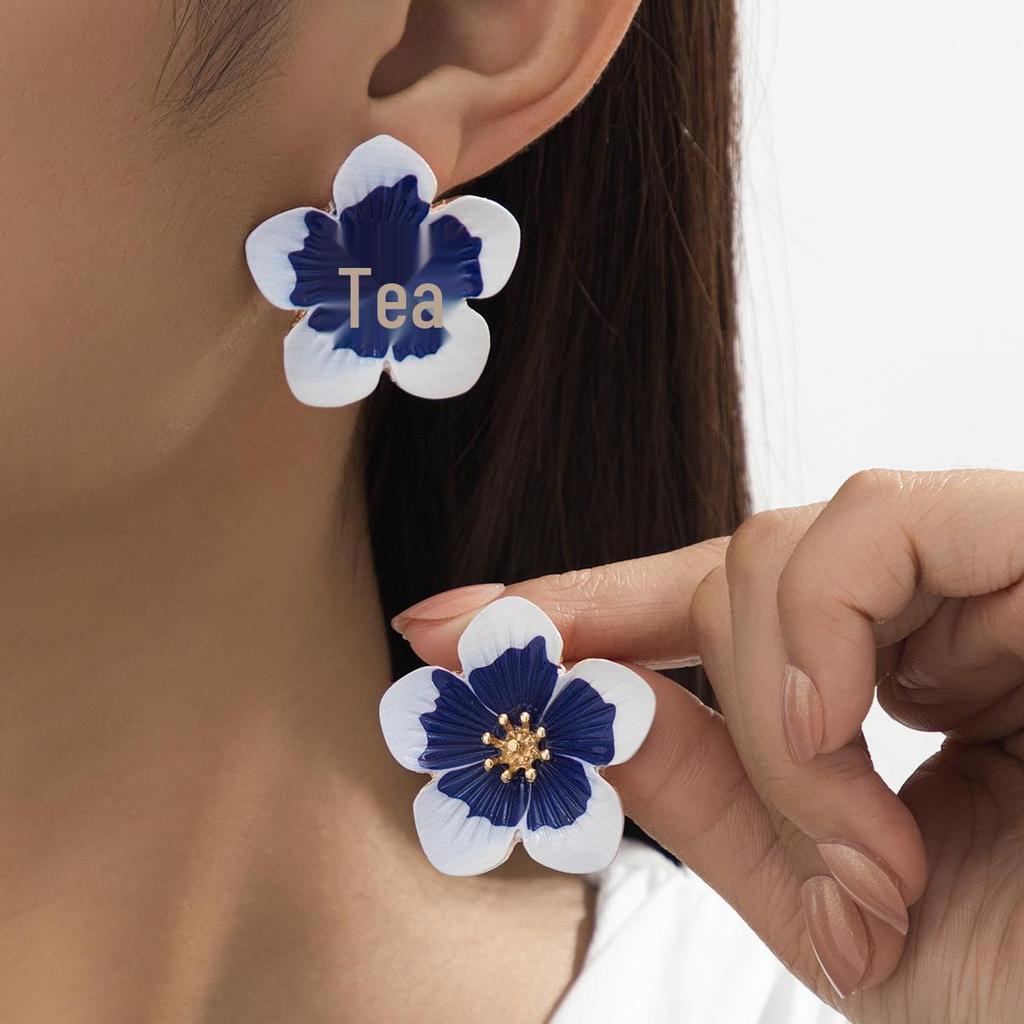 Europäische und Amerikanische Mehrschichtige Blumearrings im bunten Legierungsdesign