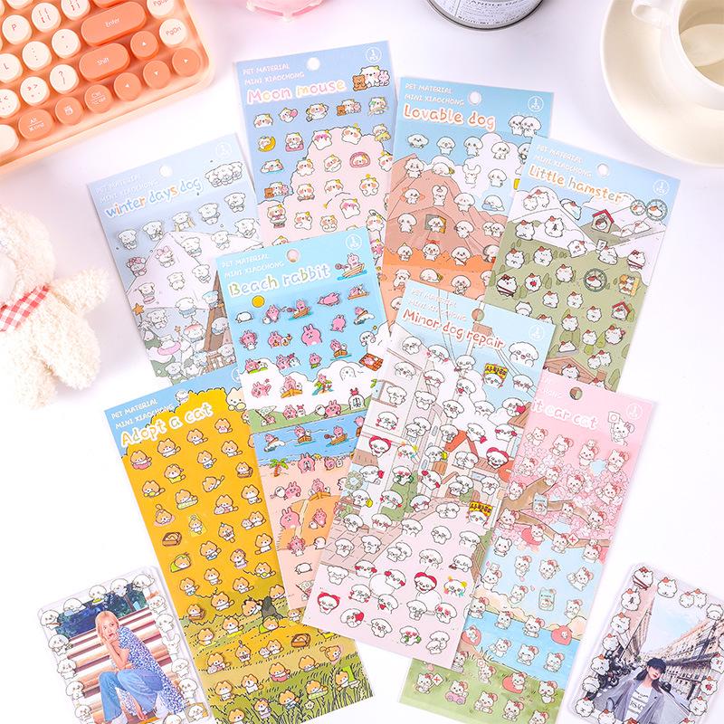 

Creative Mini Cartoon Pet Stickers - Cute, Waterproof, DIY Journal Pack for Kids