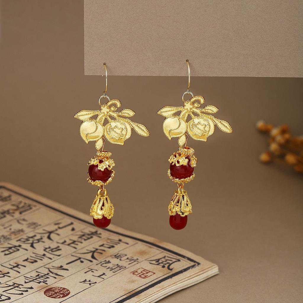 Butterfly Water Drop Pearl Fringed Ear Hook Female, Guochao Light Luxury Safety Buckle Ancient Cheongsam Earrings