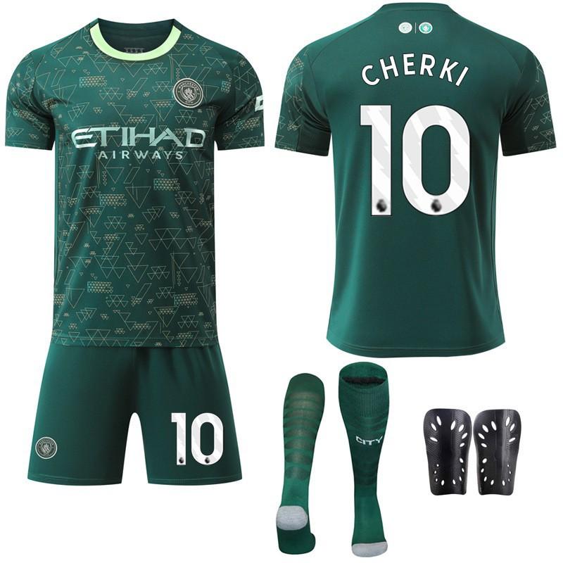 2025-26 Manchester City Tři Venkovní Zelená 47 Fudendoku Fotbalový Dres Trávový Dres Ne. 9 Harland Set