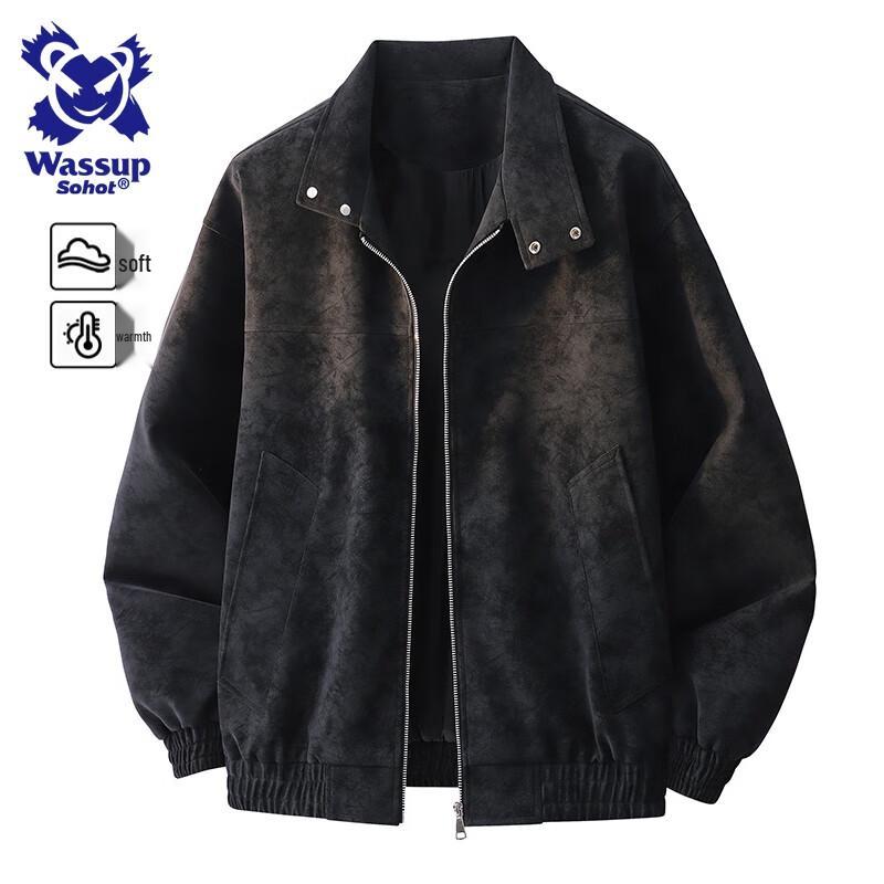 Wassup Sohot Men s American Retro Loose Fit Autumn/Winter Jacket 3XL