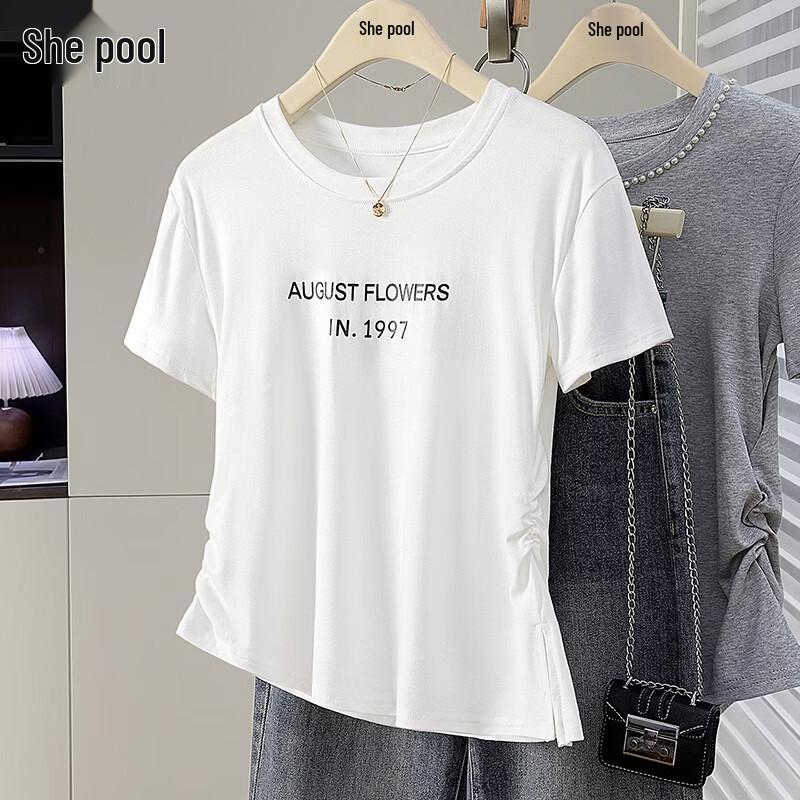

Women s Letter Print Short Sleeve T-Shirt One Size