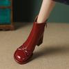 Women High Heels Goth Ankle Boots Woman Winter Trend Bows Elegant Leather Chunky Botas Mujer Sexy Snow Platform Wedding Shoes