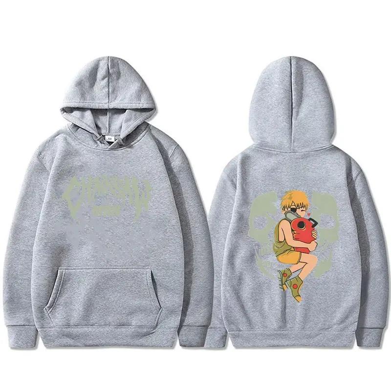 Anime Chainsaw Man Hoodie Funny Cartoon Denji Pochita Graphic Hooded Sweatshirt Men's Women's Manga Cosplay Oversized Streetwear