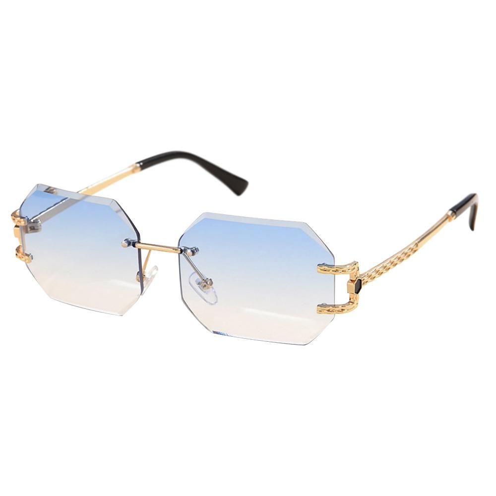

Vintage Rimless Sunglasses Hip Hop Style PC Frame Unisex Sunglasses UV400 Protection Polygon Design Trendy Sunglasses Unisex