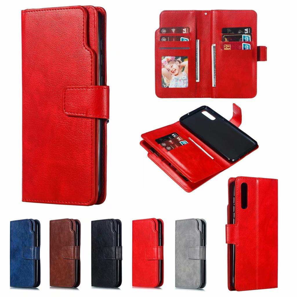 Suitable for Samsung A70 Crazy Horse Pattern Leather Case S10 Nine Card Photo Frame Card Wallet Holder Multifunctional A50 Shell