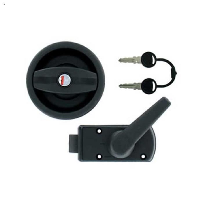 Serrure noire poignée porte gauche caravane + barillet & clés