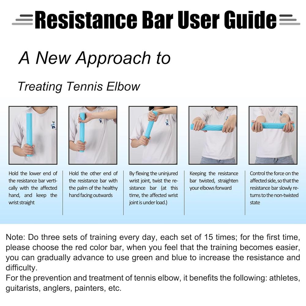 Flex Bar Strengthener For Tennis Golfers Elbow Wrist Resistance Training Tool 1Pcs
