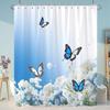 Beautiful Plant Flower Shower Curtain Eucalyptus Leaf Cherry Blossom Scenery Cat Butterfly Polyester Bath Curtain Bathroom Decor