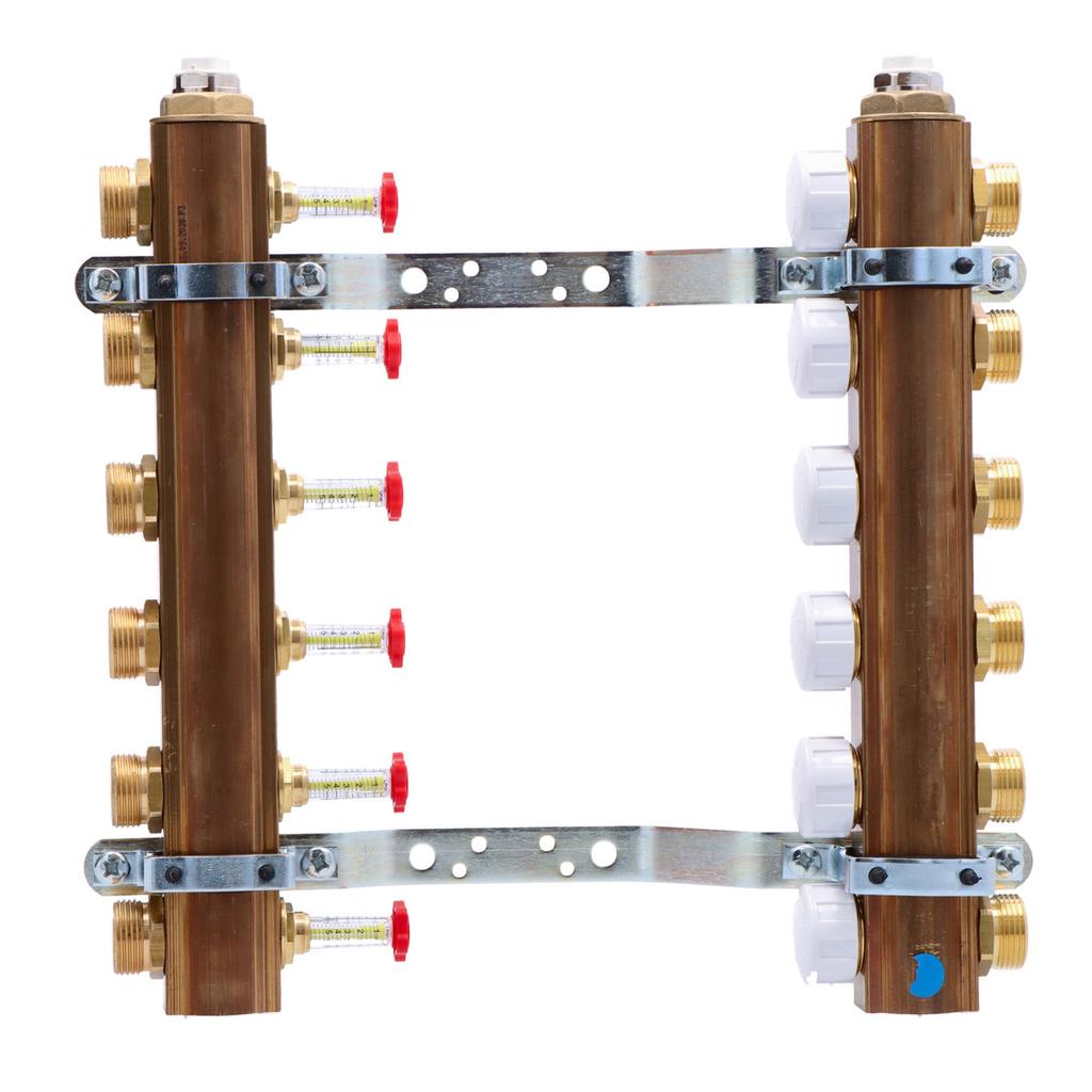 Underfloor Heating Manifold with Valves for Actuators, M30 Thread and