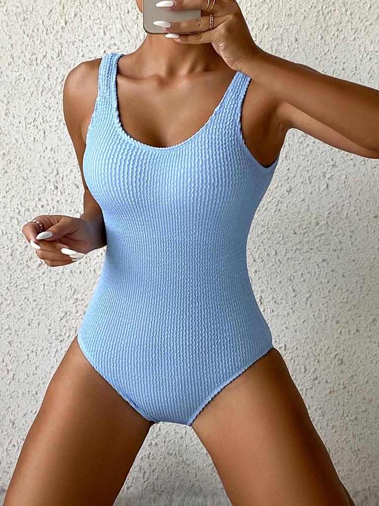 2024 European & American Multi-Color Candy One-Piece Women's Swimsuit In New Wrinkled Fabric
