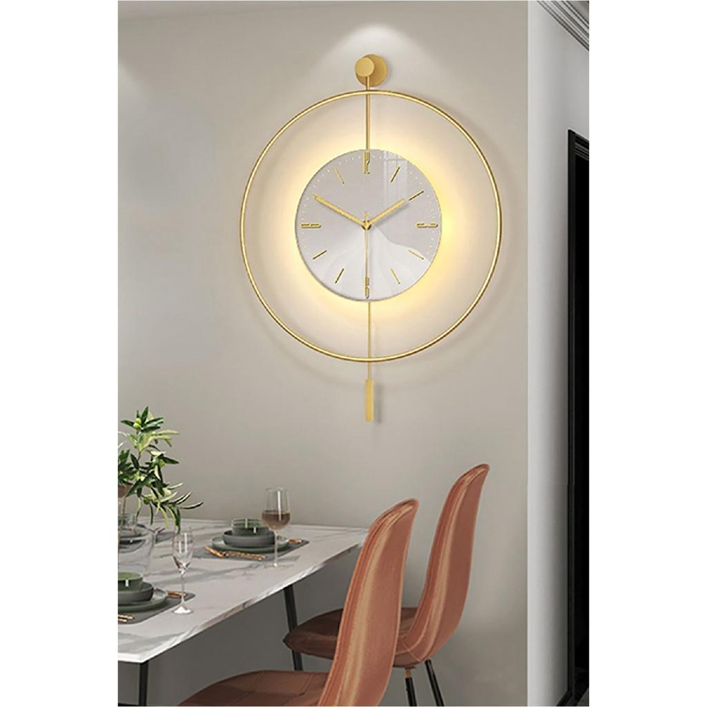 Led Crystal Glass Tiktok 60 Cm Gold, Modern Decorative Pendulum Metal Wall Clock