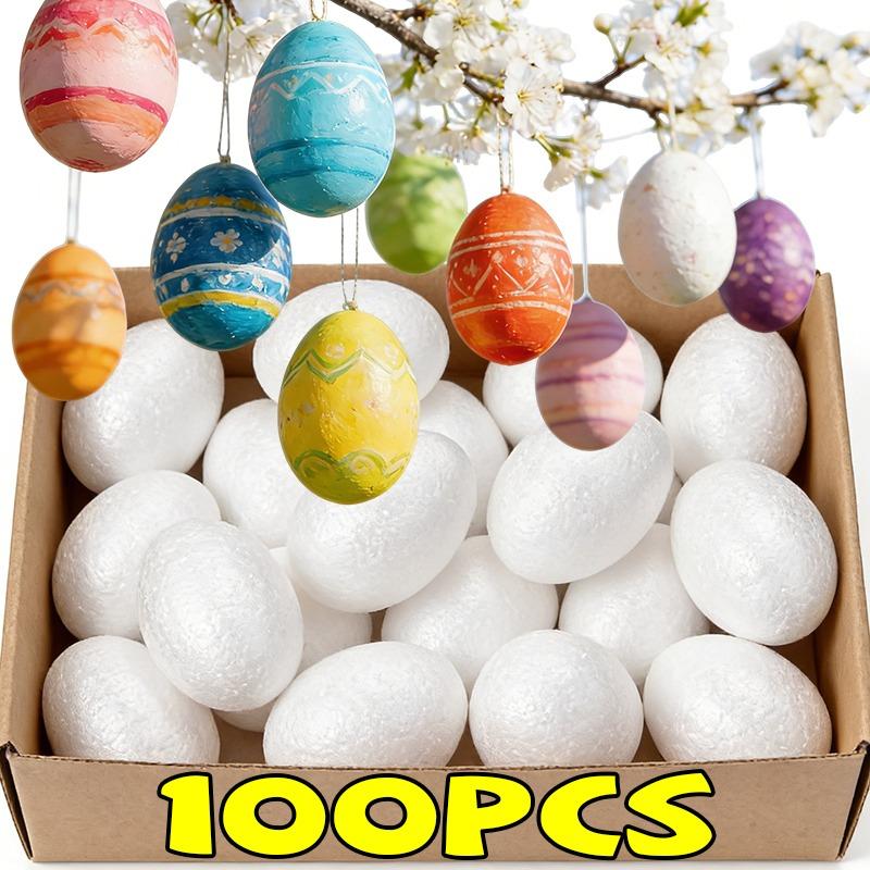 100/10pcs Foam Easter Eggs 6cm Fake Eggs Handmade DIY Color Painting Crafts Kids Toys Easter Party Decoration Supplies Wholesale