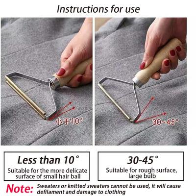 Portable Lint Remover Wooden Handle Brush Scraper Cleaning Tools for Animals Carpet Wool Coat Fuzz Fabric Pellet Manual Shaver
