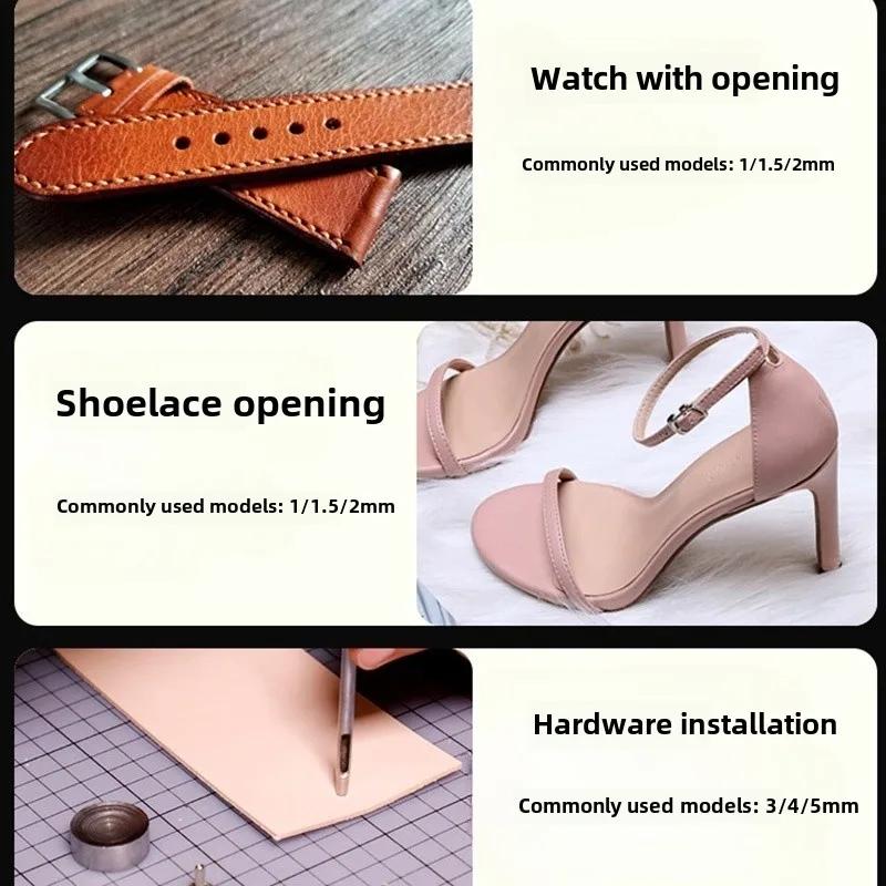 6pcs Mix Size Round Hole Punch Hollow Cutter Set Lot for Gasket Rubber Leather Craft Belt Bag Clothing High Hardness Steel